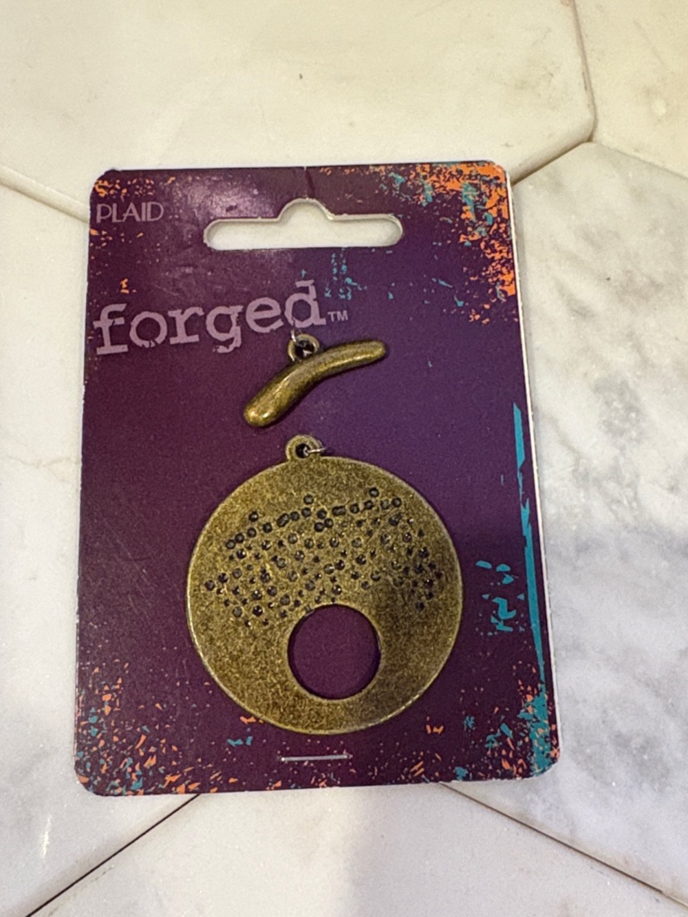 Forged Brass-Tone Pendant Accent - Antique Gold